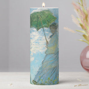 Woman with a Parasol Claude Monet Pillar Candle