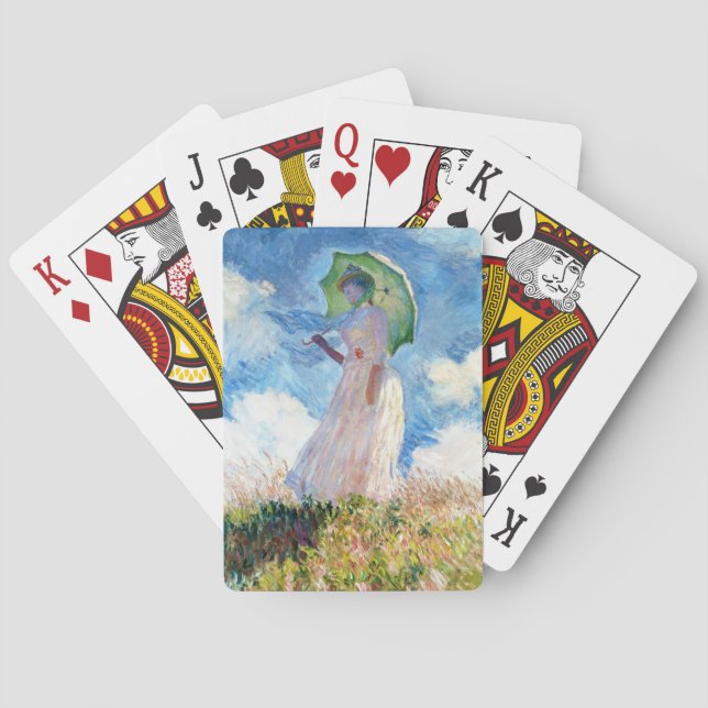 Woman with a Parasol  Claude Monet vibrant art Poker Cards (Back)