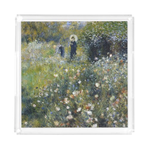 Woman with a Parasol in a Garden by Auguste Renoir Acrylic Tray