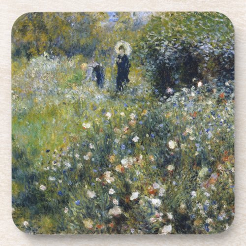 Woman with a Parasol in a Garden by Auguste Renoir Beverage Coaster