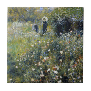 Woman with a Parasol in a Garden by Auguste Renoir Ceramic Tile