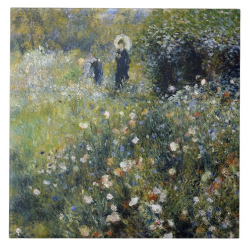 Woman with a Parasol in a Garden by Auguste Renoir Ceramic Tile