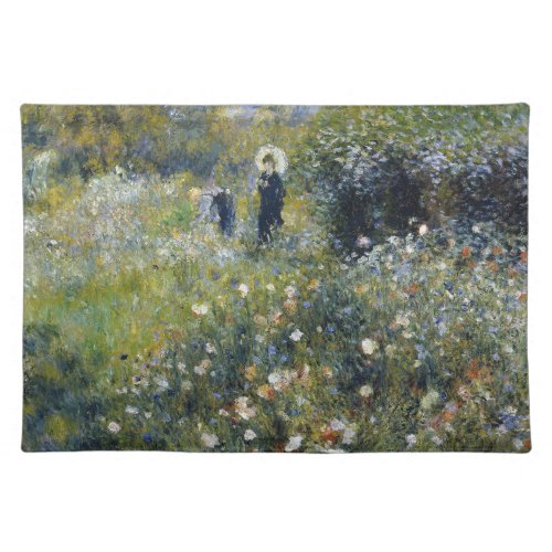 Woman with a Parasol in a Garden by Auguste Renoir Cloth Placemat