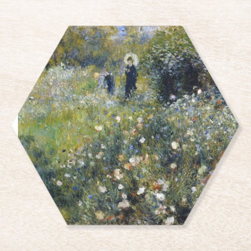 Woman with a Parasol in a Garden by Auguste Renoir Paper Coaster