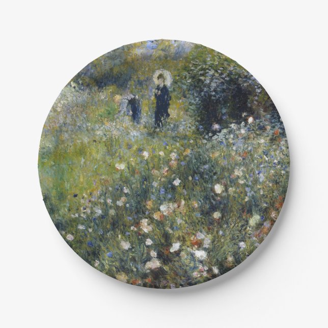 Woman with a Parasol in a Garden by Auguste Renoir Paper Plates (Front)