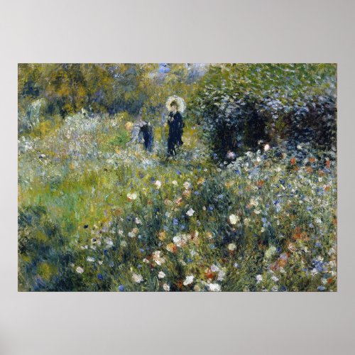 Woman with a Parasol in a Garden by Auguste Renoir Poster