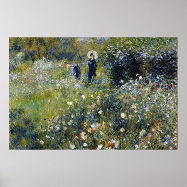 Woman with a Parasol in a Garden by Auguste Renoir Poster (Front)