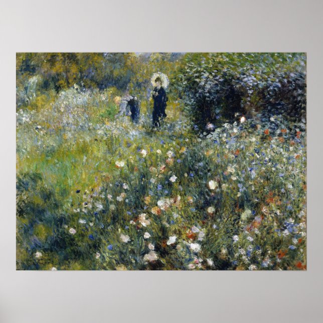 Woman with a Parasol in a Garden by Auguste Renoir Poster (Front)