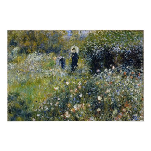 Woman with a Parasol in a Garden by Auguste Renoir Poster
