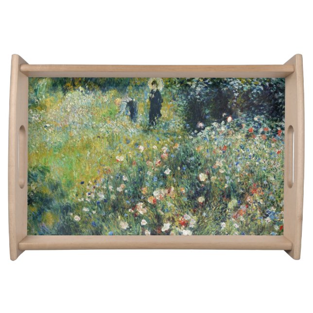 Woman with a Parasol in a Garden by Auguste Renoir Serving Tray (Front)