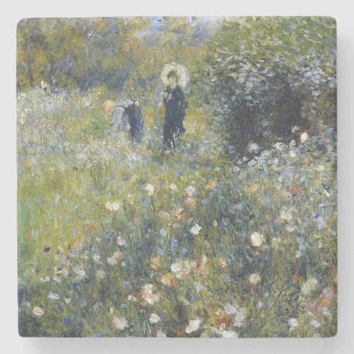 Woman with a Parasol in a Garden by Auguste Renoir Stone Coaster