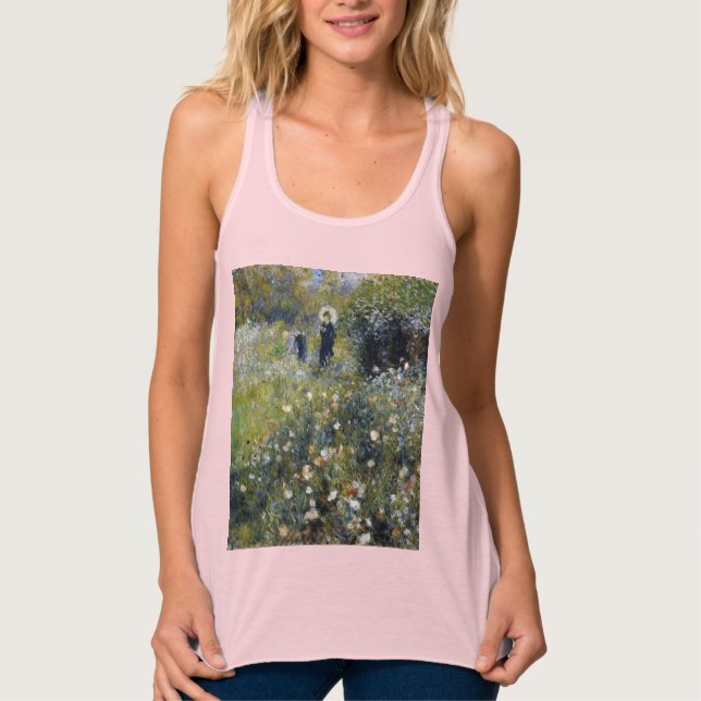 Woman with a Parasol in a Garden by Auguste Renoir Tank Top (Front)