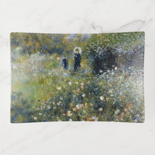 Woman with a Parasol in a Garden by Auguste Renoir Trinket Tray