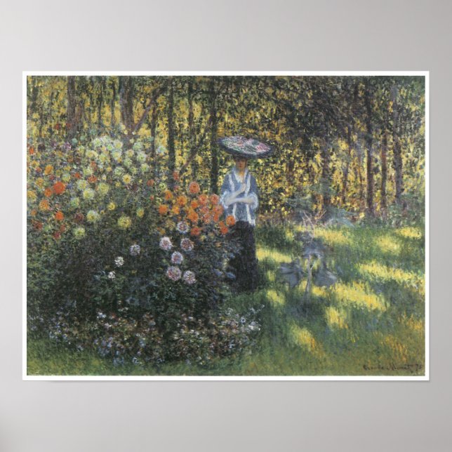Woman with a Parasol in the Garden at Argenteuil Poster (Front)