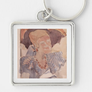 Woman with a parasol keychain