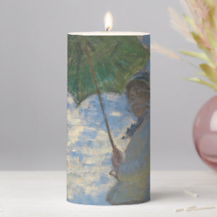 Woman with a Parasol - Madame Monet and Her Son Pillar Candle