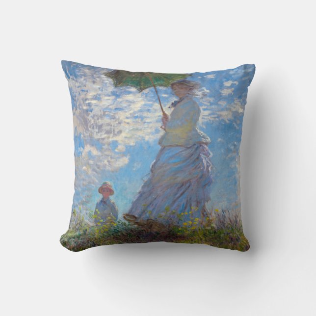 Woman with a Parasol, Monet Throw Pillow (Front)
