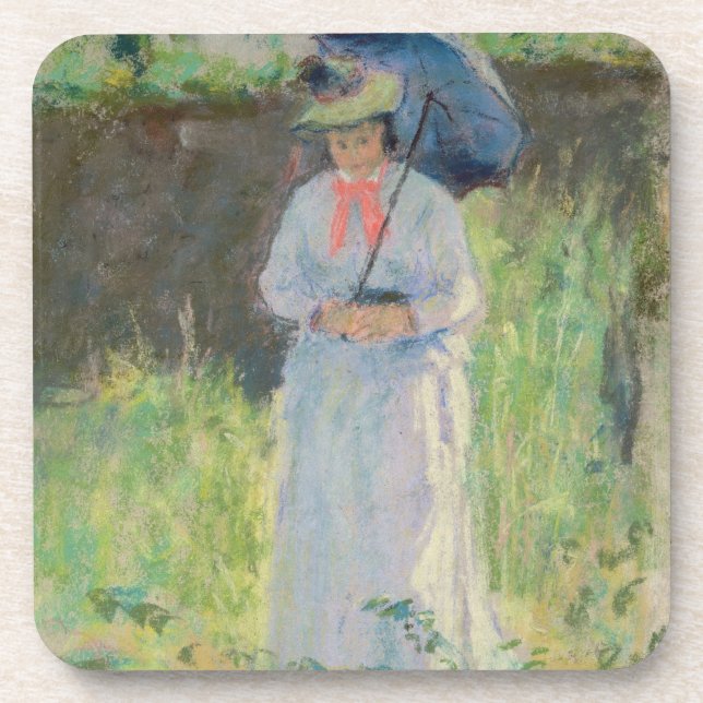 Woman with a Parasol (pastel on paper) Beverage Coaster (Front)
