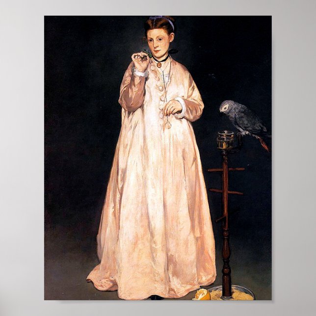 Woman with a parrot by Édouard Manet Poster (Front)
