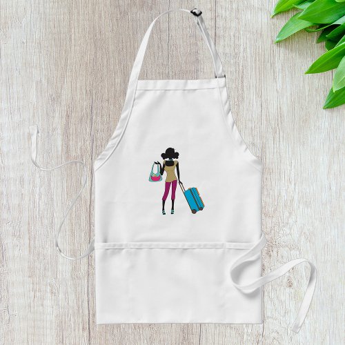 Woman With A Suitcase Adult Apron