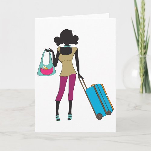 Woman With A Suitcase Card