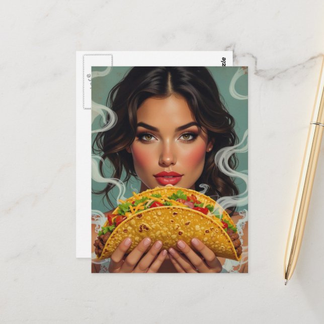 Woman With a Taco Postcard (Front/Back In Situ)