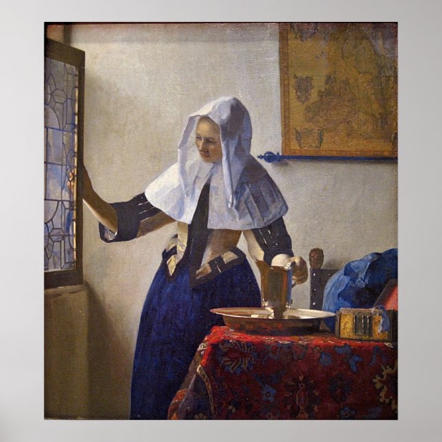 Woman with a Water Pitcher. by Johannes Vermeer Poster (Front)