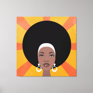 Woman with afro hair portrait illustration canvas print
