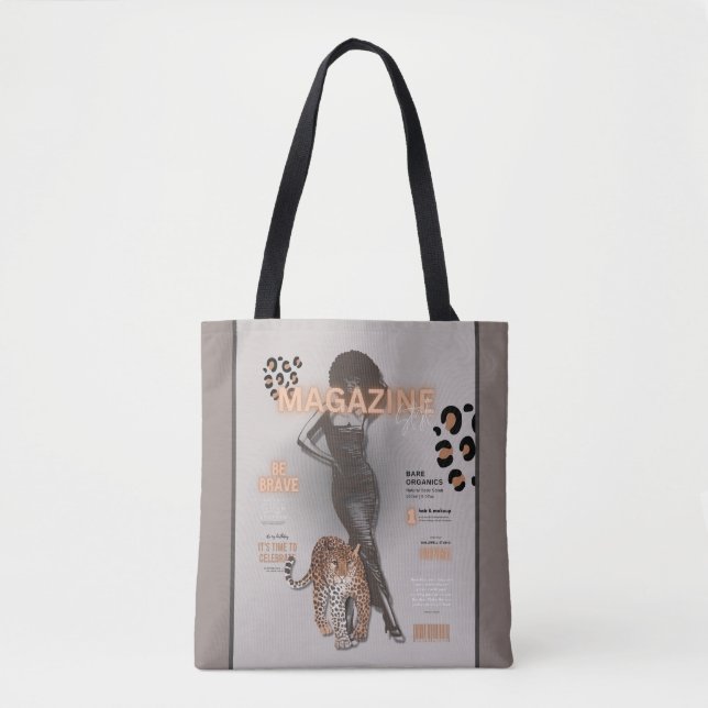 Woman with afro & leopard Tote (Front)