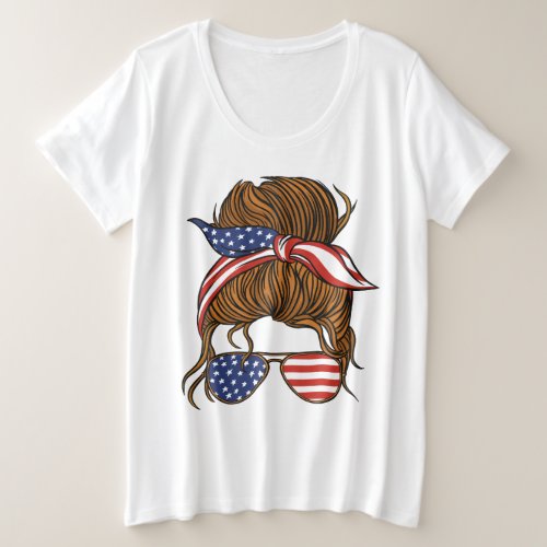 Woman with American bandana design Plus Size T_Shirt