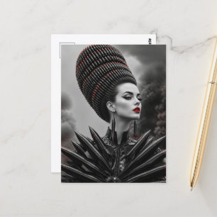 Woman with Ammo Hair and Rocket Dress Postcard