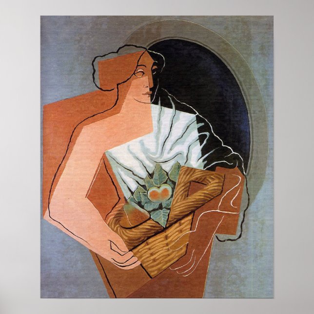 Woman with Basket, by Juan Gris Poster (Front)