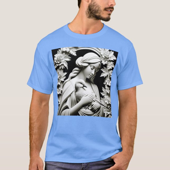 Woman With Bird and Flowers boy T-Shirt (Front)