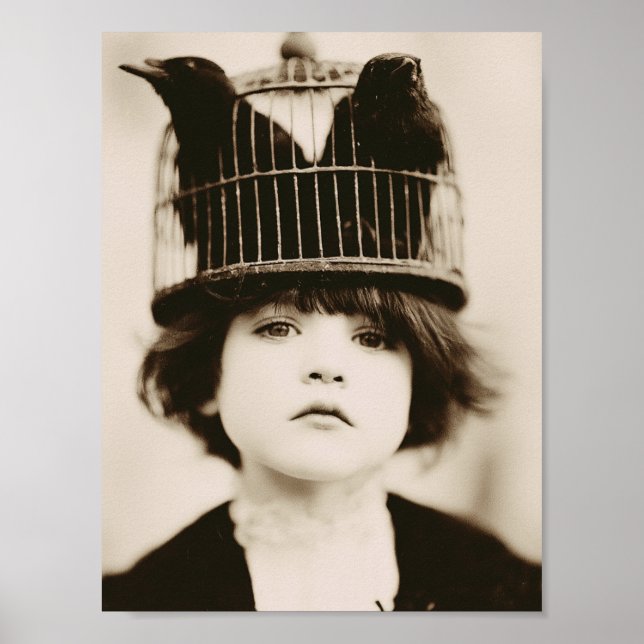 Woman With Bird Cage Hat Poster (Front)