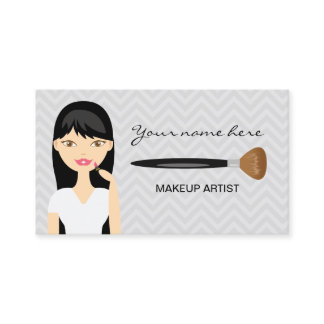 Woman With Black Long Hair Makeup Artist Business Card