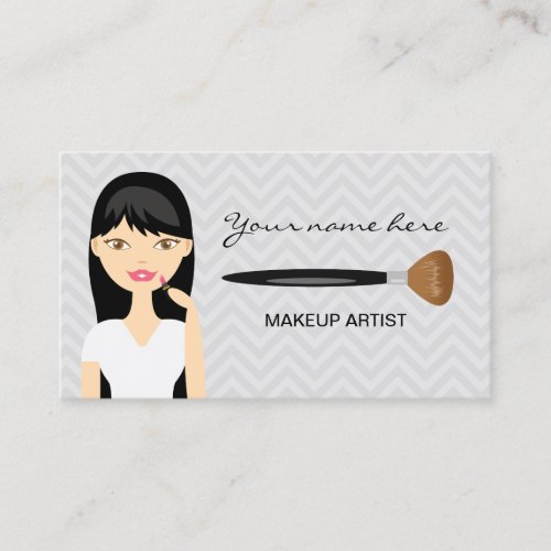 Woman With Black Long Hair Makeup Artist Business Card