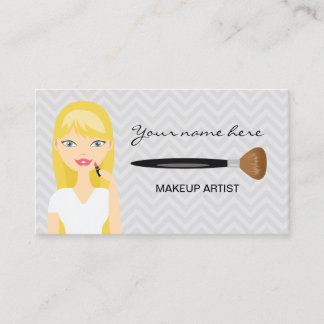 Woman With Blonde Long Hair Makeup Artist Business Card