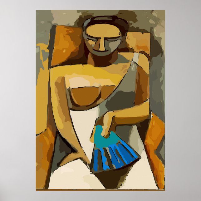 Woman with Blue Fan, add text Poster (Front)
