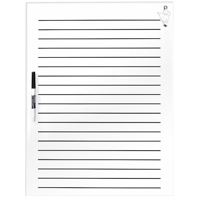 Woman with Broom Lined Dry Erase Board (Front)