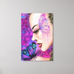 Woman with Butterfly Canvas Print