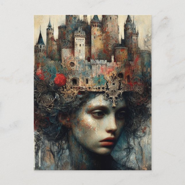 Woman With Castle on Her Head Postcard (Front)