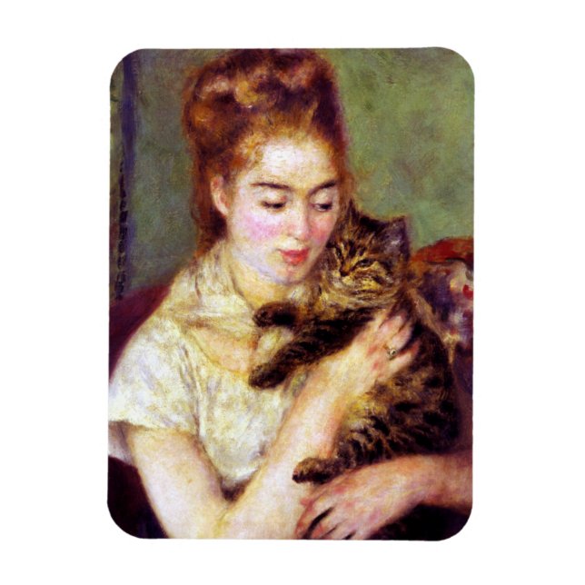 Woman with Cat, Auguste Renoir Magnet (Vertical)