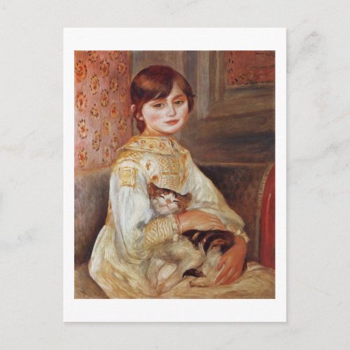 Woman with Cat Auguste Renoir Postcard