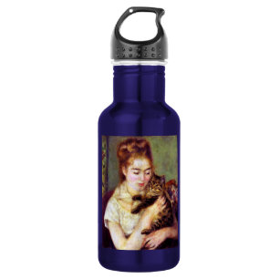 Woman with Cat, Auguste Renoir Stainless Steel Water Bottle