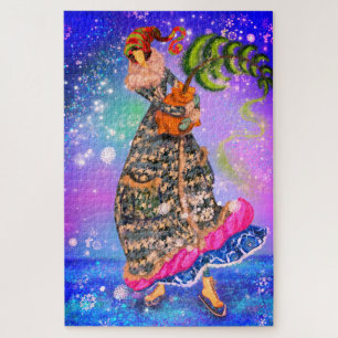 Woman with Christmas Tree Jigsaw Puzzle Painted