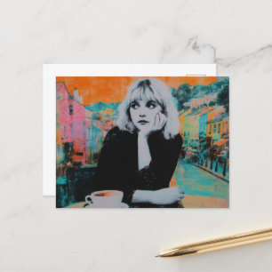 Woman With Coffee Colorful Postcard