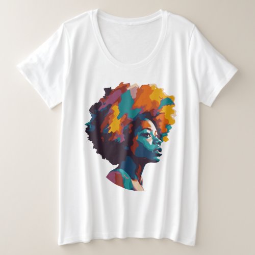 Woman with colorful afro hair design plus size T_Shirt