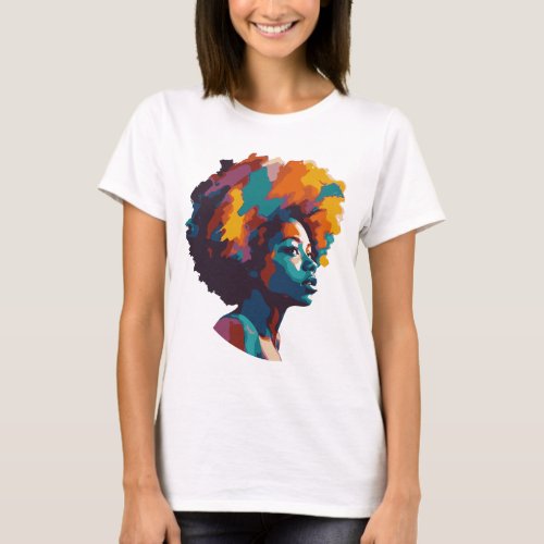 Woman with colorful afro hair design T_Shirt