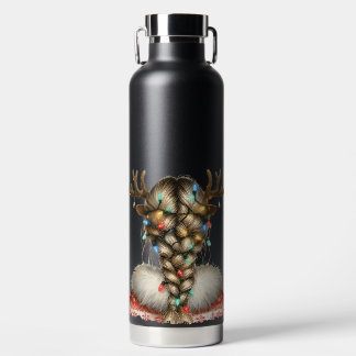 WOMAN WITH COLORFUL CHRISTMAS LIGHTS IN HER HAIR WATER BOTTLE