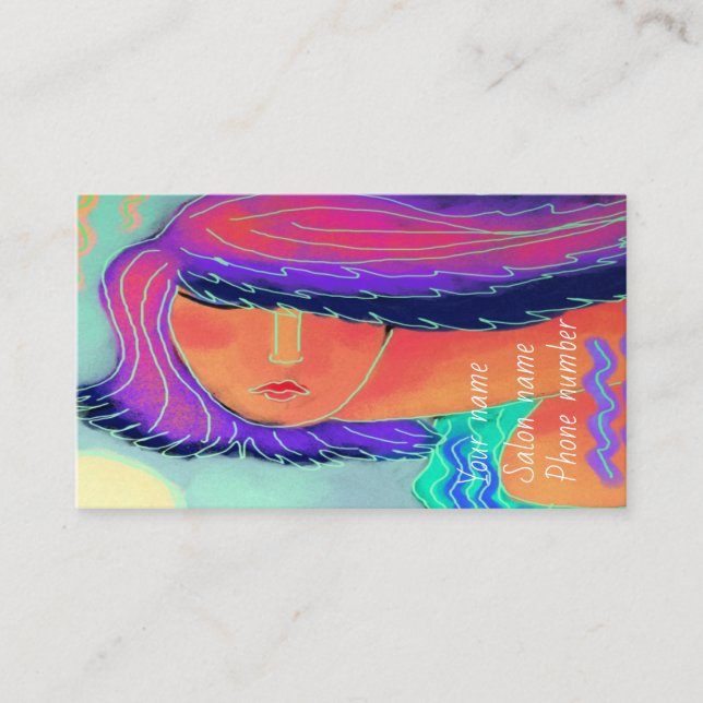 Woman with Colorful Hair Business Card (Front)